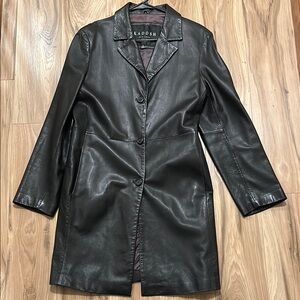 Soft black leather coat